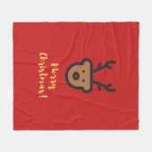 ホリデーシーズン、クリスマス、かわいいトナカイ フリースブランケット (正面(横))