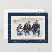 ホリデーシーズン ゴールド スター ボーダー フォト シーズンポストカード (正面/裏面)