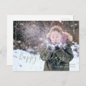 ホリデーシーズン シンプルスクリプト 子供 写真 シーズンポストカード (正面/裏面)