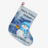 ホリデーシーズン ストッキング スノーマン かっこいいまま (正面 (吊り時))