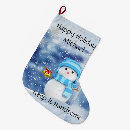 ホリデーシーズン ストッキング スノーマン かっこいいまま (正面 (吊り時))
