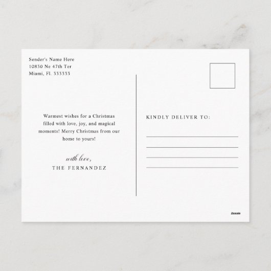 ホリデーシーズン フォト エレガント スクリプト シーズンポストカード (裏面)