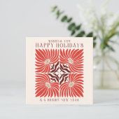 ホリデーシーズン フォト モダン ボールド レッド フローラル シーズンカード (スタンド正面)