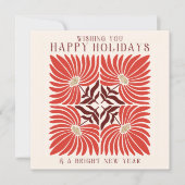 ホリデーシーズン フォト モダン ボールド レッド フローラル シーズンカード (正面)