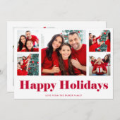 ホリデーシーズン | モダン写真グリッド シーズンカード (正面/裏面)