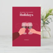 ホリデーシーズン | ワイングラスを傾けるグリーティング カード (スタンド正面)