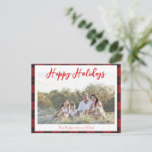 ホリデーシーズン ワンフォト レッド＆ブラック タルタン クリスマスカード (スタンド正面)