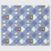 ホリデーシーブラズオンブループレイド ラッピングペーパー (フラット)