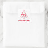 ホリデーシールメリークリスマスツリーフェスティバル赤 スクエアシール (バッグ)