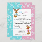 ホリデージェンダーベビーリビールパーティートナカイ雪 招待状 (正面/裏面)