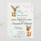 ホリデージェンダーベビーリビールパーティートナカイ 招待状 (正面/裏面)