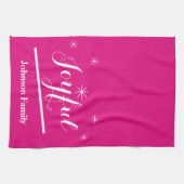 ホリデージョイキッチンネームパーソナライズされたピクールンク キッチンタオル (横)