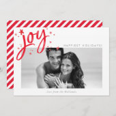 ホリデージョイフォトモダンフェスティバル赤いキラキラ シーズンカード (正面/裏面)