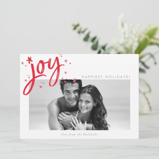 ホリデージョイフォトモダンフェスティバル赤いキラキラ シーズンカード (スタンド正面)