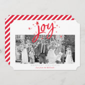 ホリデージョイフォトモダンフェスティバル赤いキラキラ シーズンカード (正面/裏面)