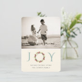 ホリデージョイフローラリースモダンフォトグリーティング シーズンカード (スタンド正面)