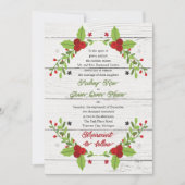 ホリデージョイポインセチア冬/結婚クリスマスイン 招待状 (正面)
