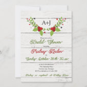 ホリデージョイポインセティアウッドブライダルシャワーインビタティ 招待状 (正面)