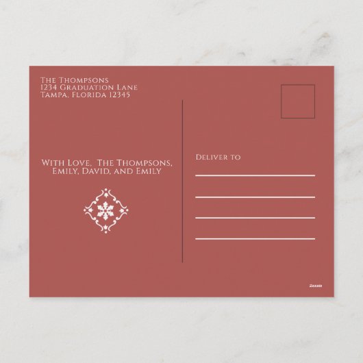 ホリデージョイレッドスエレガントノーフレーク予算 シーズンポストカード (裏面)