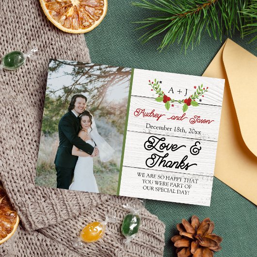 ホリデージョインポインセチア冬の木ありがとう サンキューカード