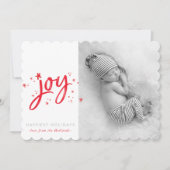 ホリデージョイ写真モダンフェスティバルおもしろい赤いきらめき シーズンカード (正面)