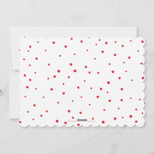 ホリデージョイ写真モダンフェスティバルおもしろい赤いきらめき シーズンカード (裏面)