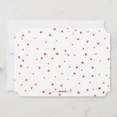 ホリデージョイ写真モダンフェスティバルおもしろい赤いきらめき シーズンカード (裏面)