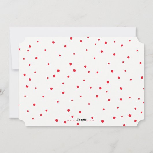 ホリデージョイ写真モダンフェスティバルおもしろい赤いきらめき シーズンカード (裏面)