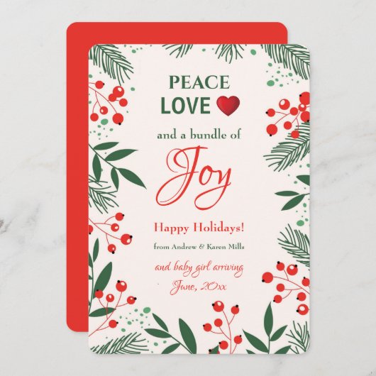 ホリデージョイ妊娠告知ホリデーカード シーズンカード (正面/裏面)