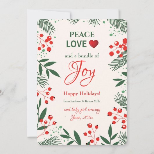 ホリデージョイ妊娠発表ホリデーカード シーズンカード (正面)