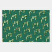 ホリデージョイ文字 |フェイクゴールド数々のフォイル ラッピングペーパーシート (正面)
