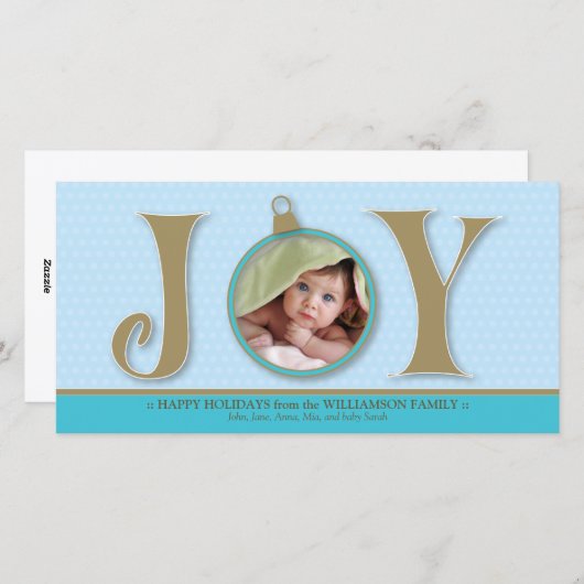 ホリデージョイ カスタムファミリーフォトカード (アクア) シーズンカード (正面/裏面)