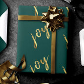 ホリデージョイ |緑クラシックの金ゴールドマーカスクリプト ラッピングペーパー