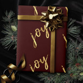ホリデージョイ |赤クラシックの金ゴールドマーカスクリプト ラッピングペーパー