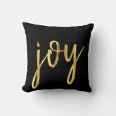 ホリデージョイ |黒クラシックの金ゴールドマーカスクリプト クッション (正面)