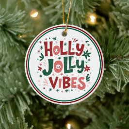 ホリデージョリーな雰囲気のクリスマスオーナメント セラミックオーナメント