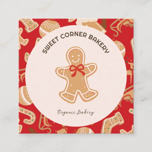 ホリデージンジャーパンベーカリーQRコード スクエア名刺 (正面)