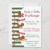ホリデージンジャーブレッドクッキーまたはキャンディー交換 招待状 (正面)