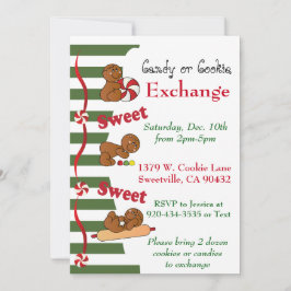 ホリデージンジャーブレッドクッキーまたはキャンディー交換 招待状