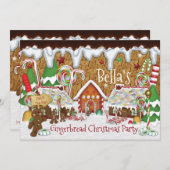 ホリデージンジャーブレッドクッキークリスマスお祝い 招待状 (正面/裏面)