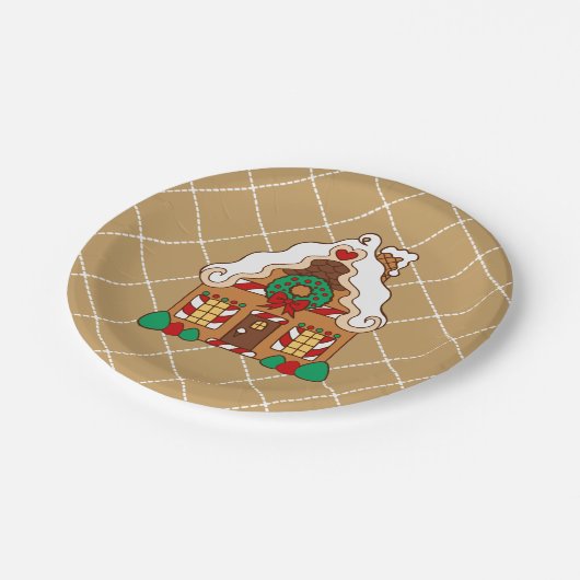 ホリデージンジャーブレッドハウスパーティー紙プレート ペーパープレート (アングル)