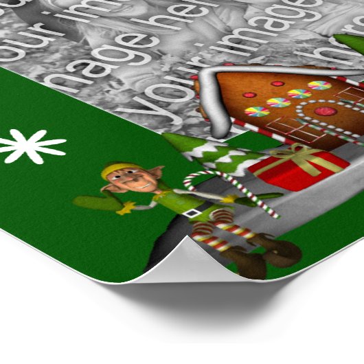 ホリデージンジャーブレッドハウス小妖精や小人あなたの写真を追加 ポスター (角)