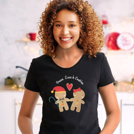 ホリデージンジャーブレッドボーイガールピースラブクッキー Tシャツ