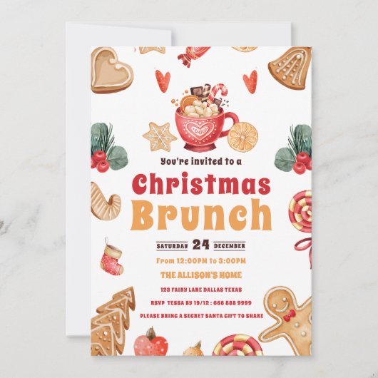 ホリデースイートケーキブランチパーティー 招待状 (正面)