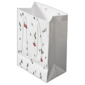 ホリデースキーレッドスキーリフトイラストレーション ミディアムペーパーバッグ (正面アングル)