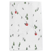 ホリデースキーレッドスキーリフトイラストレーション ミディアムペーパーバッグ (正面)