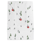 ホリデースキーレッドスキーリフトイラストレーション ミディアムペーパーバッグ (裏面)