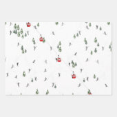 ホリデースキーレッドスキーリフトイラストレーション ラッピングペーパーシート (正面)