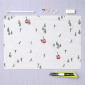 ホリデースキーレッドスキーリフトイラストレーション 薄葉紙 (クラフト)