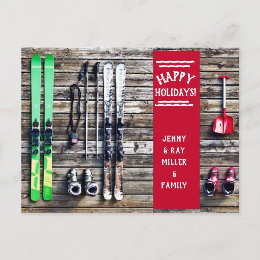 ホリデースキー – クリスマスカード – はがき シーズンポストカード (正面)